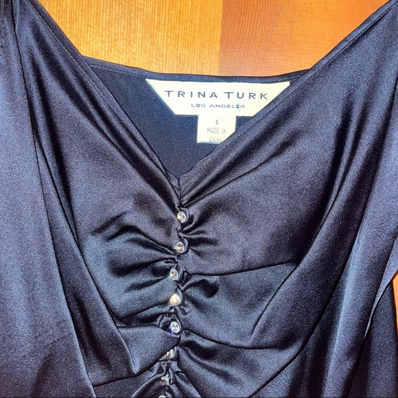 NWOT Trina Turk Silky Top with Rhinestones - Picture 2 of 4